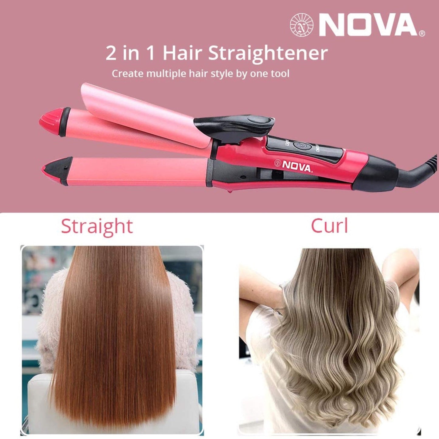 NOVA 2-in-1 Hair Straightener & Curler